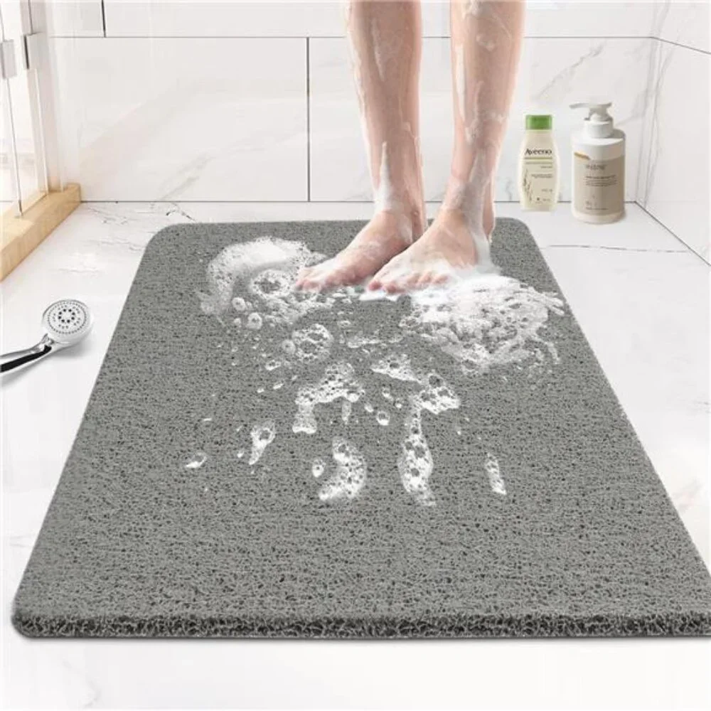 Non Slip Shower Mat Bath Mat Loofah Quick Drying Foot Scrubber Tub Bathroom Grey